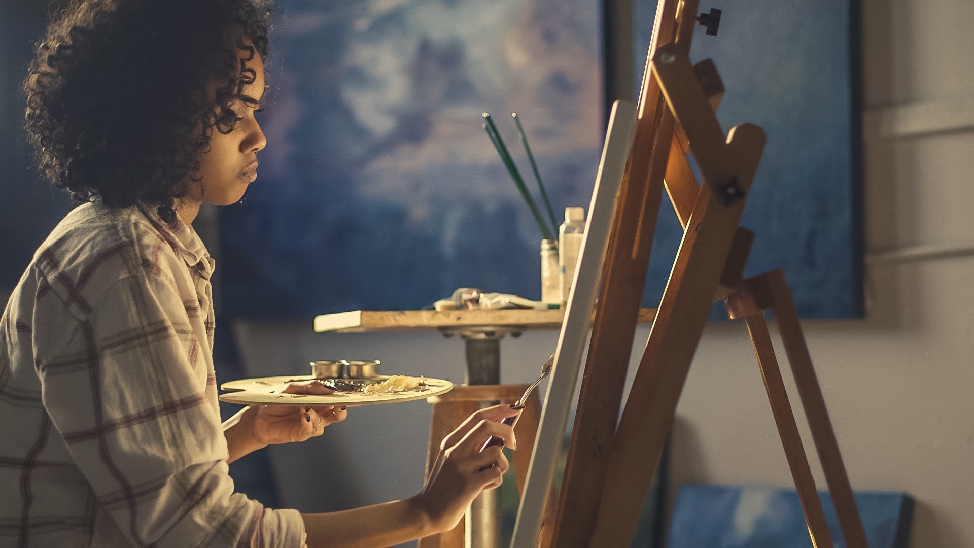 a woman painting